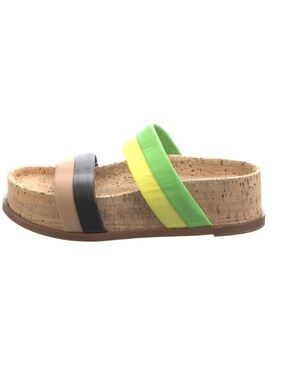Gabriela Hearst Shoes -“Striker Leather Platform Sandals” green/tan/black/yellow
